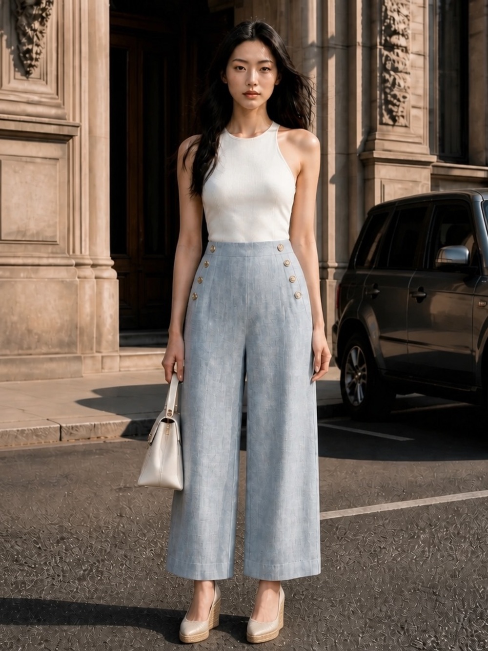 Zimmermann High-Rise Cotton and Linen-Blend Chambray Culottes